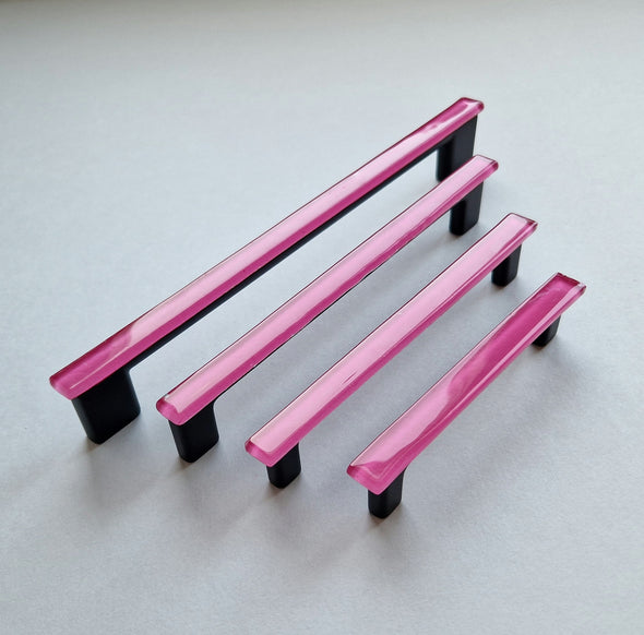 Matte Pink Glass Pull. Artistic Fuchsia Pink Furniture Glass Pull - 00--