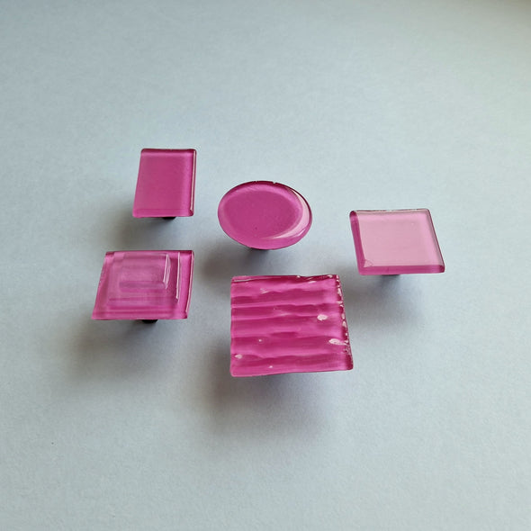 Matte Pink Accent Glass Knob. Fuchsia Pink Statement Glass Knob - 00--