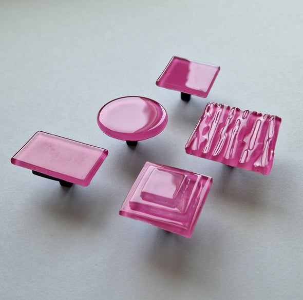 Matte Pink Accent Glass Knob. Fuchsia Pink Statement Glass Knob - 00--
