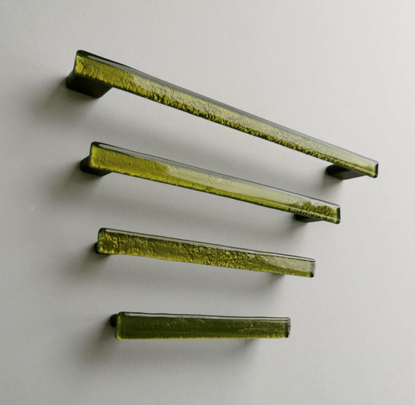 Olive Green Glass Pull. Artistic Dark Green Furniture Glass Pull. Accent Glass Pull - 0049