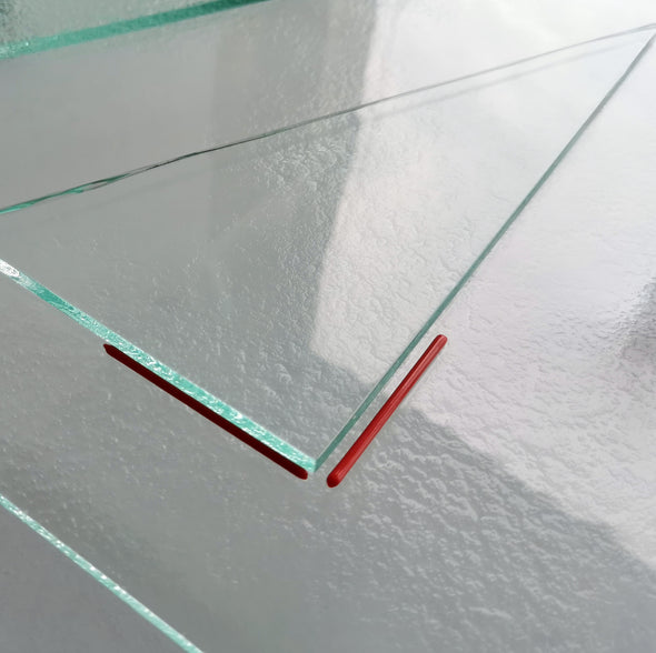 Artistic Clear Fused Glass Wall Art Panel. Geometric Detailed Glass Wall Panel. OOK Fused Glass Wall Art. Quadro 7