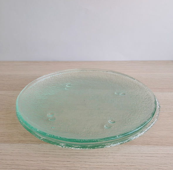 Set of 2 Transparent Fused Glass Platters. Set of 2 Extra Large Glass Plates. Minimalist Glass Platter