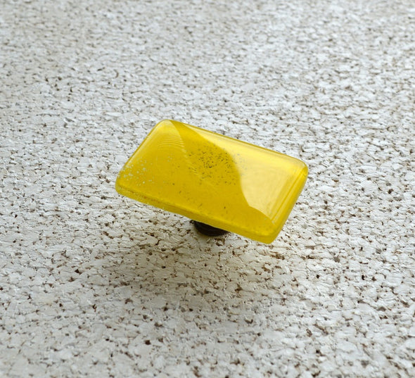 Bright Yellow Fused Glass Knob. Fused Glass Yellow Knob