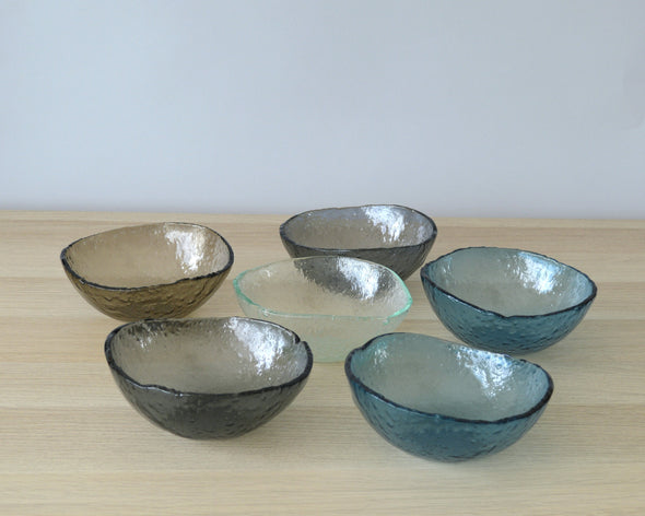 Set of 6 Fused Glass Soup Bowls. Set of 6 Glass Cereal Bowls. Small Salad Bowls
