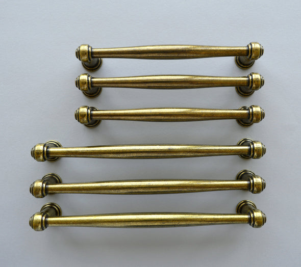 Set of 6 Brass Finish Cabinet Handle. Bohemian Hardware. Brass Finish Drawer Handle 611