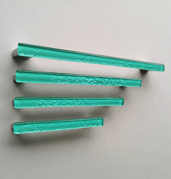 Sea Foam Fused Glass Pull. Artistic Turquoise Furniture Glass Pull - 0041