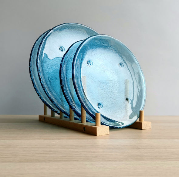 Set of 2 Sky Blue Fused Glass Dessert / Main Course / Pasta Plates. Set of 2 Glass Plates