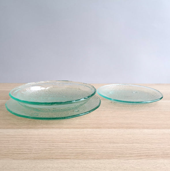 Set of 2 Transparent Fused Glass Dessert / Main Course / Pasta Plates. Set of 2 Glass Plates