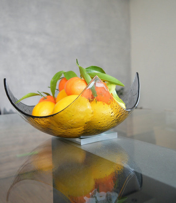 Modern Minimalist Fruit Bowl. Centerpiece Salad Bowl. Minimalist Fused Glass Bowl L