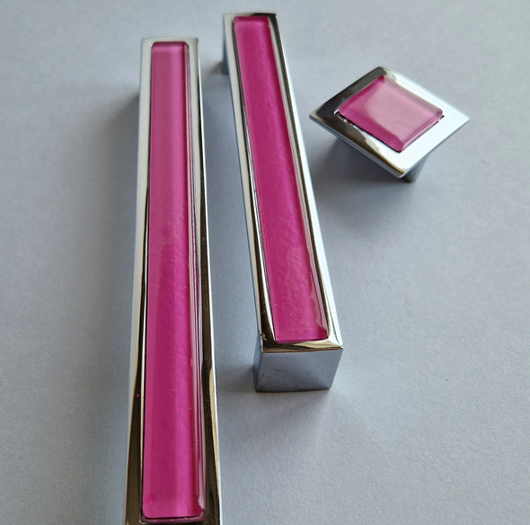 Pop-up Matte Pink Glass Pull/Knob. Artistic Pop-up Matte Pink Furniture Glass Handle - 0052