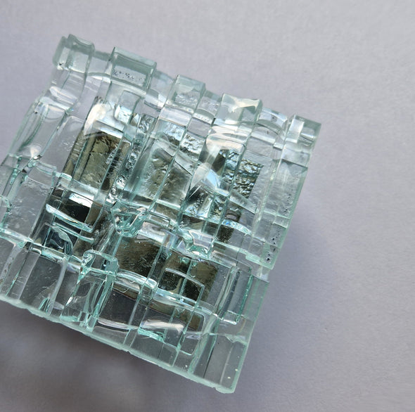 Artistic Transparent Scrap Glass Knob. Square Elements Glass Handle