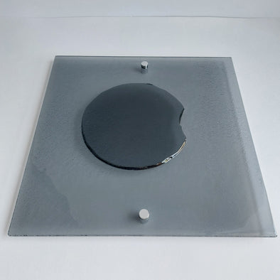 Artistic Grey Fused Glass Wall Art Panel. Square Detailed Glass Wall Panel. Modern Glass Wall Art. Original Artistic Glass Art. Quadro 20