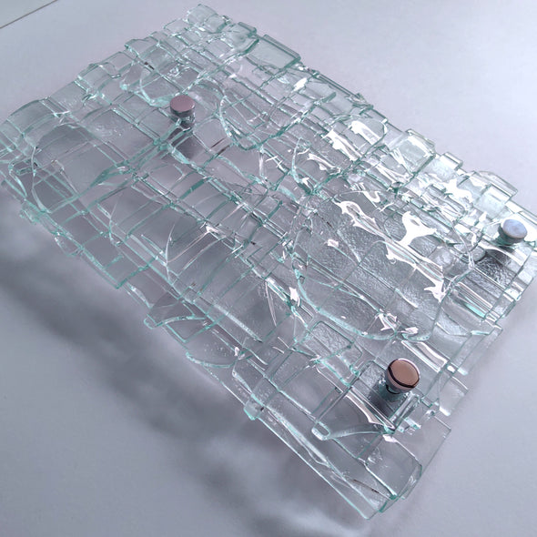 Fused Clear Glass Wall Art Panel. Detailed Glass Wall Panel. Modern Glass Wall Art. Original Glass Art. Artistic Glass Art. Box 4