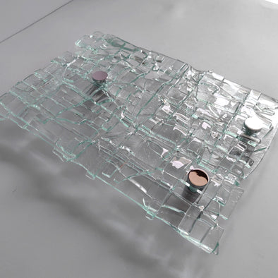 Fused Clear Glass Wall Art Panel. Detailed Glass Wall Panel. Modern Glass Wall Art. Original Glass Art. Artistic Glass Art. Box 5