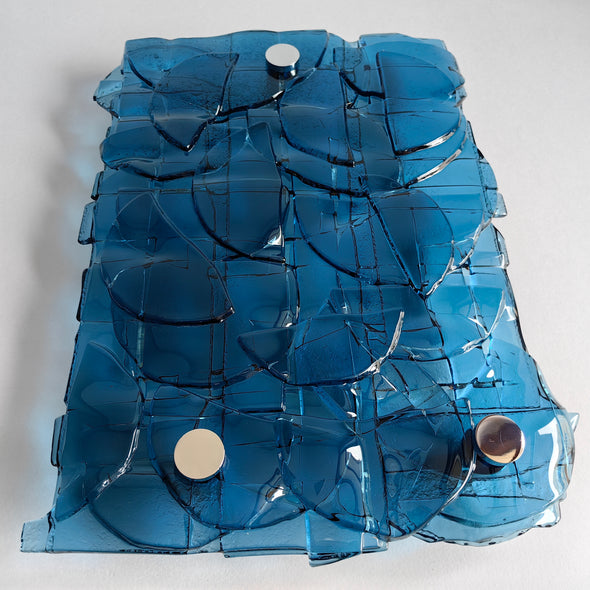 Fused Glass Blue Wall Art Panel. Detailed Glass Wall Panel. Modern Glass Wall Art. Original Glass Art. Artistic Glass Art. Box 6