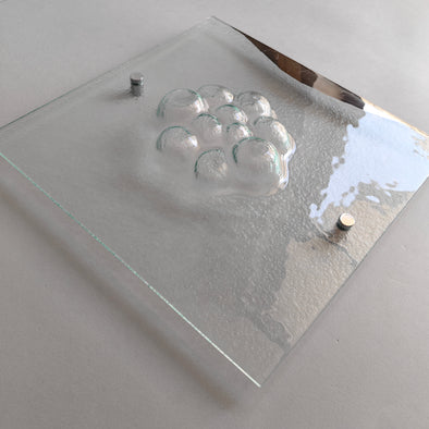 Artistic Fused Clear Glass Wall Art Panel With Platinum. Modern Glass Wall Art. Original Artistic Glass Wall Art. Quadro 21