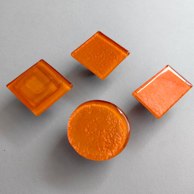 Pumpkin Orange Accent Glass Knob. Pumpkin Orange Statement Glass Knob - 0057
