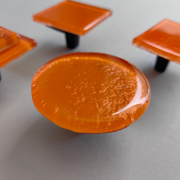 Pumpkin Orange Accent Glass Knob. Pumpkin Orange Statement Glass Knob - 0057