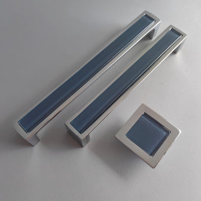Pop-up Polar Grey Glass Pull/Knob. Artistic Grey Furniture Glass Handle 0058