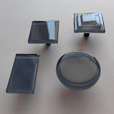 Polar Grey Fused Glass Knob. Artistic Grey Furniture Glass Knob 0058
