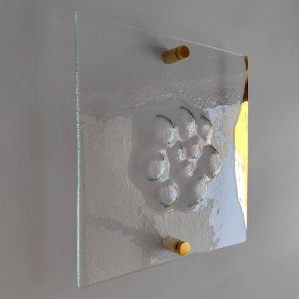 Artistic Fused Clear Glass Wall Art Panel With Gold. Modern Glass Wall Art. Original Artistic Glass Wall Art. Quadro 13