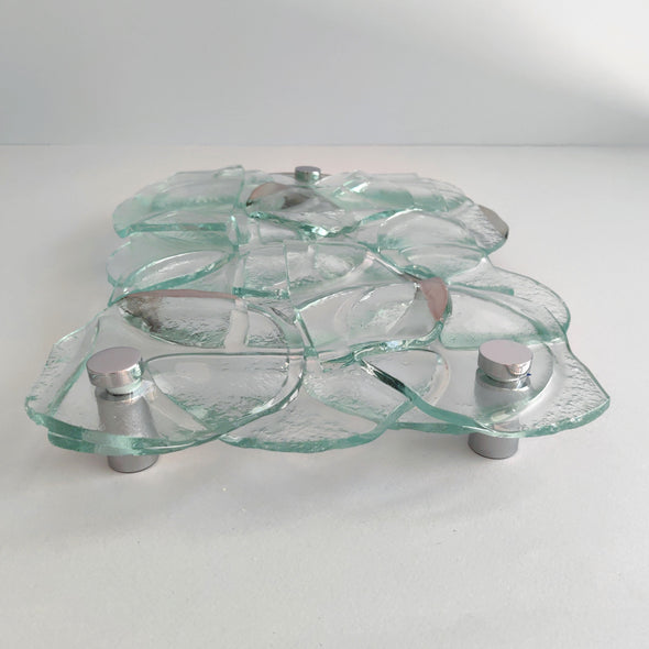 Fused Clear Glass Wall Art Panel With Platinum. Detailed Glass Wall Panel. Original Glass Art. Artistic Glass Art. Box 10