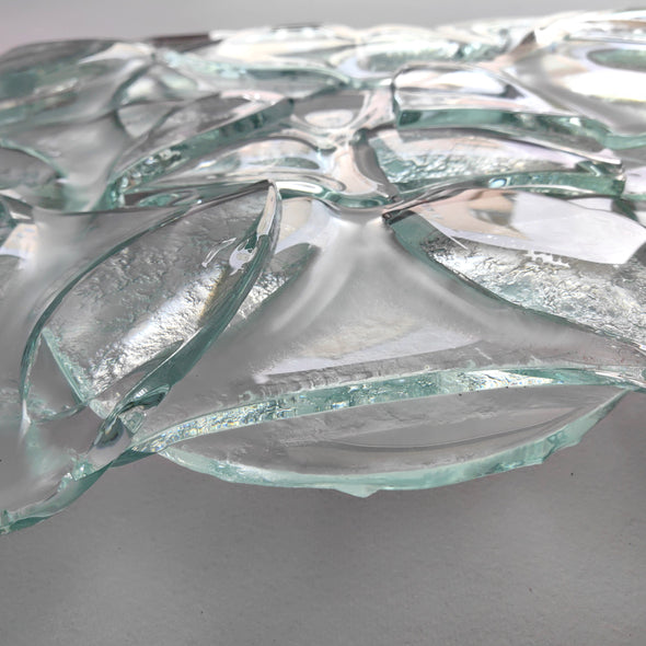 Fused Clear Glass Wall Art Panel With Platinum. Detailed Glass Wall Panel. Original Glass Art. Artistic Glass Art. Box 10