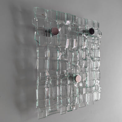 Fused Clear Glass Wall Art Panel. Detailed Glass Wall Panel. Modern Glass Wall Art. Box 11