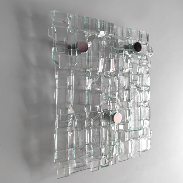 Fused Clear Glass Wall Art Panel. Detailed Glass Wall Panel. Modern Glass Wall Art. Box 11