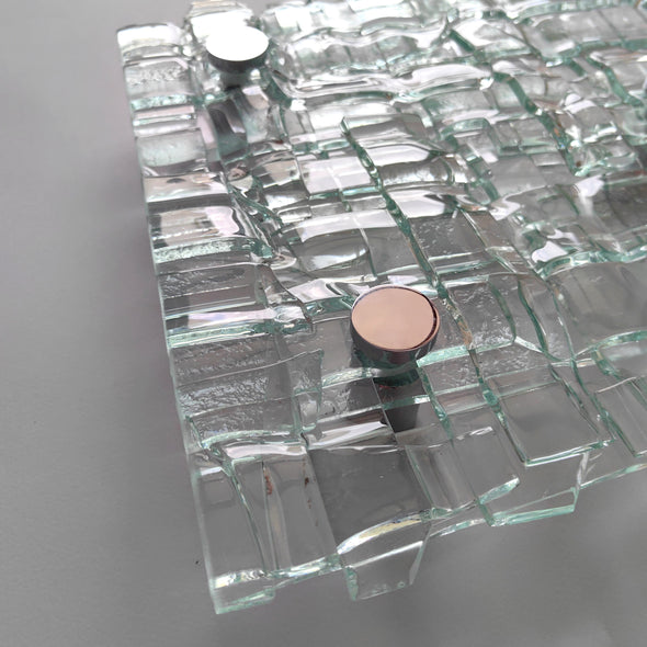 Fused Clear Glass Wall Art Panel. Detailed Glass Wall Panel. Modern Glass Wall Art. Box 11