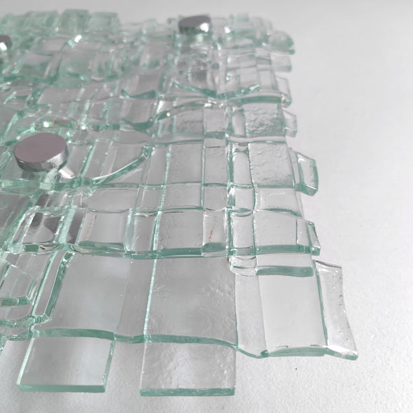 Fused Clear Glass Wall Art Panel. Detailed Glass Wall Panel. Modern Glass Wall Art. Box 11