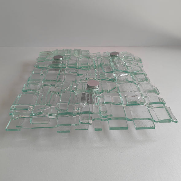 Fused Clear Glass Wall Art Panel. Detailed Glass Wall Panel. Modern Glass Wall Art. Box 11