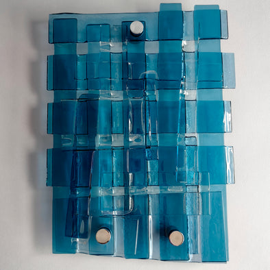 Fused Glass Blue Wall Art Panel. Detailed Glass Wall Panel. Modern Glass Wall Art. Original Glass Art. Artistic Glass Art. Box 3