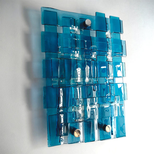 Fused Glass Blue Wall Art Panel. Detailed Glass Wall Panel. Modern Glass Wall Art. Original Glass Art. Artistic Glass Art. Box 3