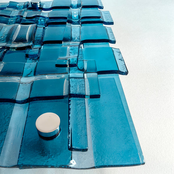 Fused Glass Blue Wall Art Panel. Detailed Glass Wall Panel. Modern Glass Wall Art. Original Glass Art. Artistic Glass Art. Box 3