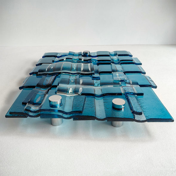 Fused Glass Blue Wall Art Panel. Detailed Glass Wall Panel. Modern Glass Wall Art. Original Glass Art. Artistic Glass Art. Box 3