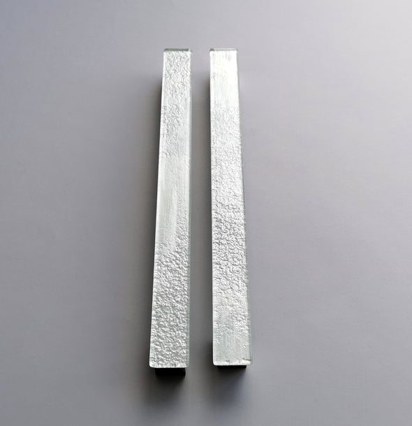 A Set of 2 Large Glass Pulls in Pearl White. Pearl White Glass Pull. White Fused Cabinet Handle - 0016