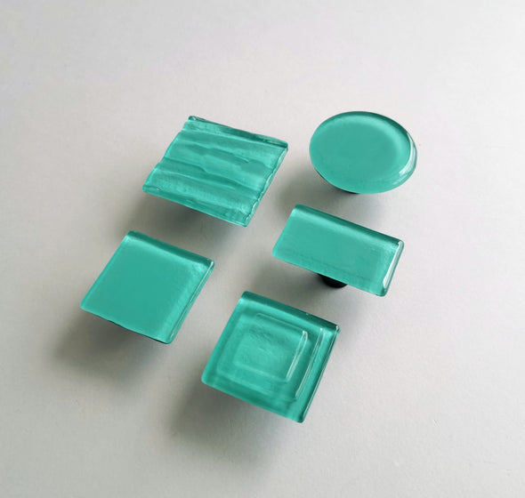 Tender Matte Mint Glass Knob. Artistic Matte Mint Furniture Glass Handle. Matte Mint Green Knob 0032