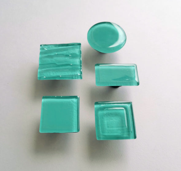 Tender Matte Mint Glass Knob. Artistic Matte Mint Furniture Glass Handle. Matte Mint Green Knob 0032