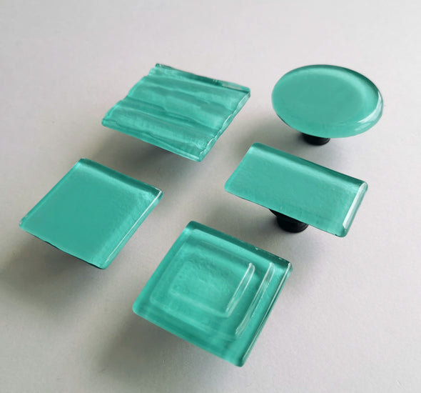 Tender Matte Mint Glass Knob. Artistic Matte Mint Furniture Glass Handle. Matte Mint Green Knob 0032