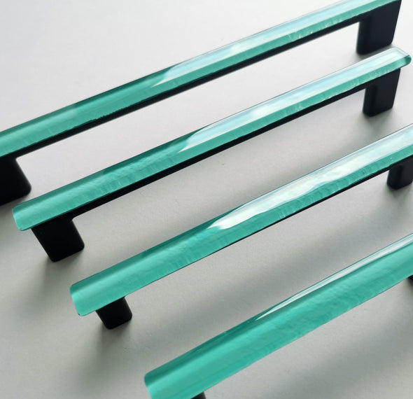 Tender Matte Mint Glass Cabinet Pull. Artistic Matte Mint Furniture Glass Handle. Matte Mint Green Pull 0032