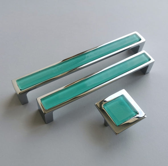 Pop-up Tender Matte Mint Fused Glass Pull/Knob. Artistic Matte Mint Furniture Glass Handle 0032
