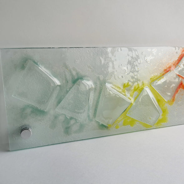 Artistic Clear Fused Glass Wall Art Panel. Color Detailed Glass Wall Panel. Quadro 10