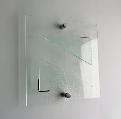 Artistic Clear Fused Glass Wall Art Panel. Geometric Detailed Glass Wall Panel. Quadro 7
