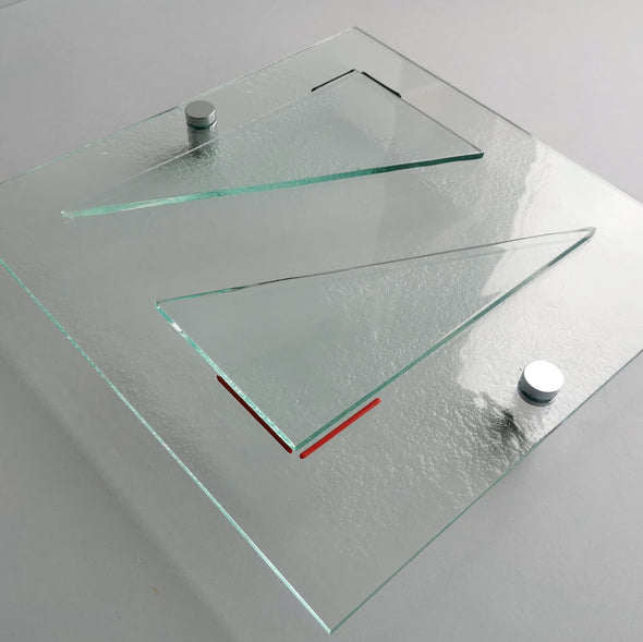 Artistic Clear Fused Glass Wall Art Panel. Geometric Detailed Glass Wall Panel. Quadro 7