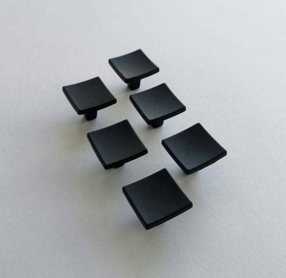 Set of 6 Matte Black Cabinet Knobs. Minimalist Handles. Black Cabinet Knob -