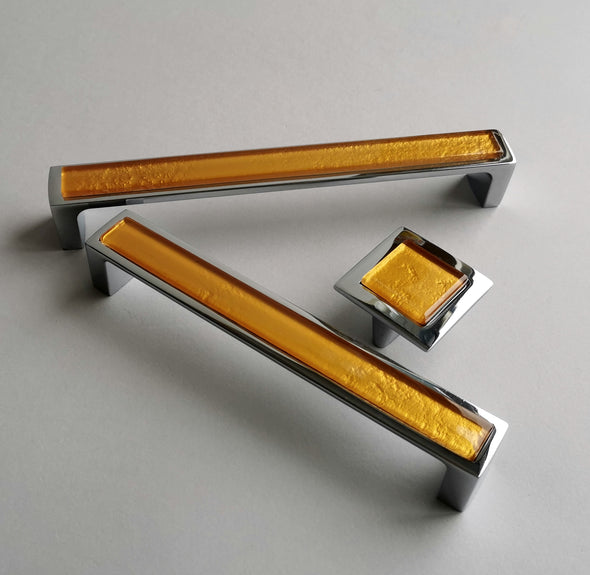 Pop-up Modern Classic Gold Fused Glass Pull/Knob. Classic Gold Fused Glass Pull/Knob - 0003