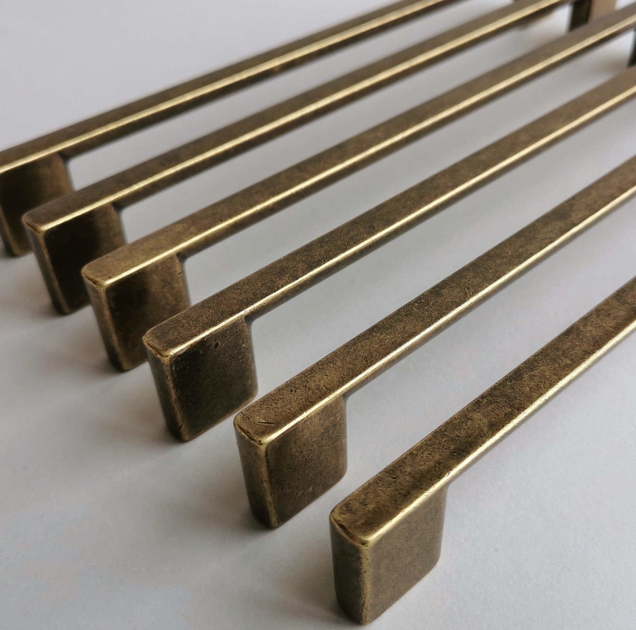 Rustic Brass Hardware Set of 6 Antique Brass Finish Cabinet Pulls. Rustic Cabinet Hardware ...