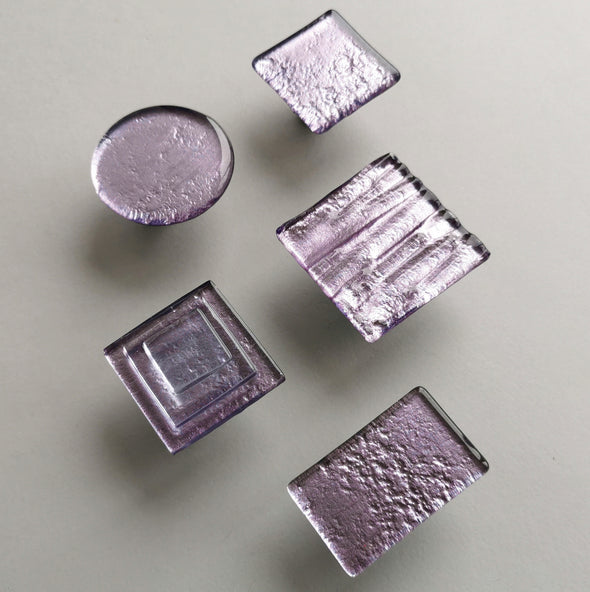 Lilac Purple Accent Glass Knob. Pale Violet Glass Knob. Purple Glass Cabinet Handle - 0033