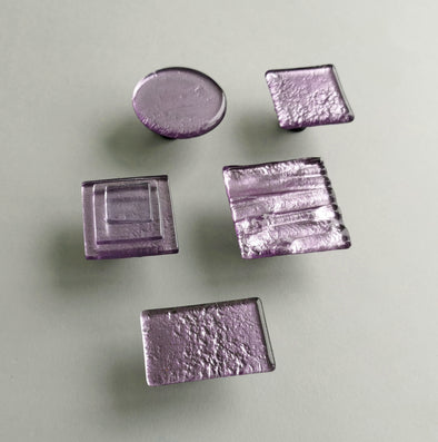 Lilac Purple Accent Glass Knob. Pale Violet Glass Knob. Purple Glass Cabinet Handle - 0033